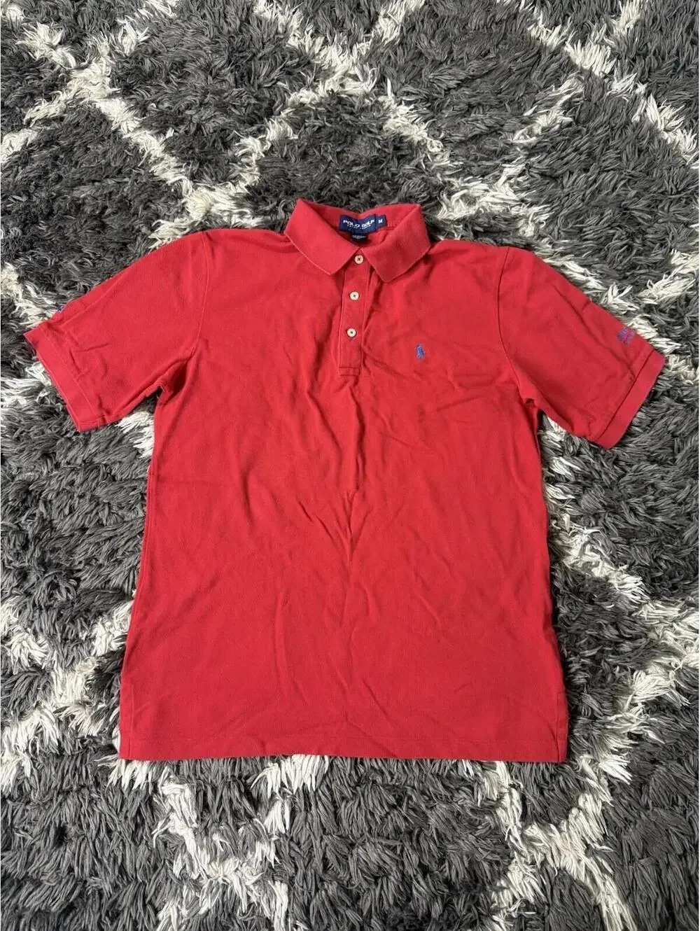 Vintage 90s Polo Ralph Lauren Golf Shirt Men’s Medium Red Single Stitch USA Made